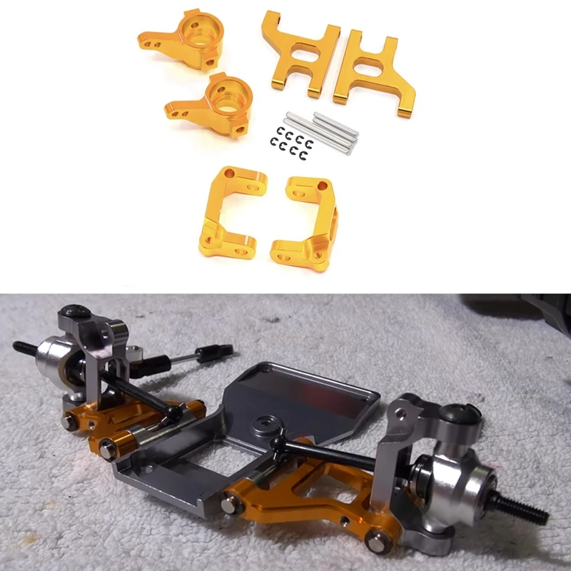 Juego de brazo de suspensi&oacute;n portabuje de direcci&oacute;n delantera de Metal, copa C, para 1/10 coche trepador de control remoto Tamiya CC01, CC-01 piezas de mejora-3
