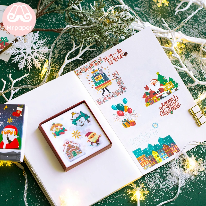 Mr. Бумага 50 шт./кор. Счастливого Рождества Обычная лист деко наклейки Санта Клаус