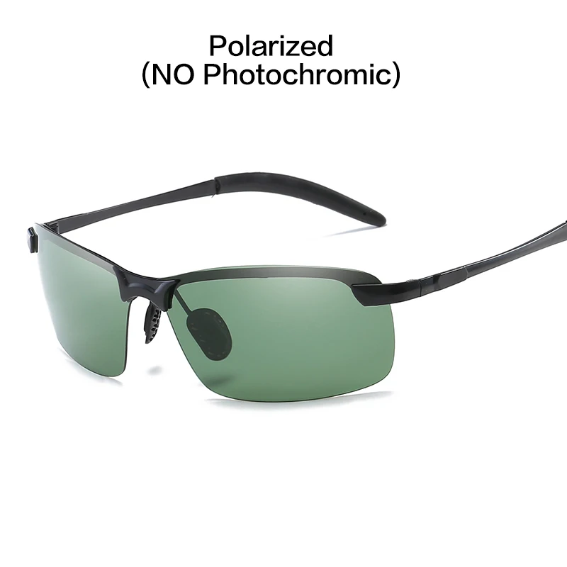 Black Dark Green Для вождения, фотохромные солнцезащитные очки, мужские, поляризационные, хамелеон, обесцвечивание, солнцезащитные очки для мужчин, модные, без оправы, квадратные солнцезащитные очки - Цвет линз: Black Dark Green