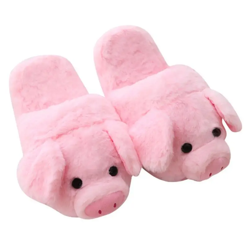 Drop Ship&ampWholesale Women Winter Cute Pink Pig Animal Cartoon Plush Slippers Non-Slip Furry Shoes Nov.19 | Обувь