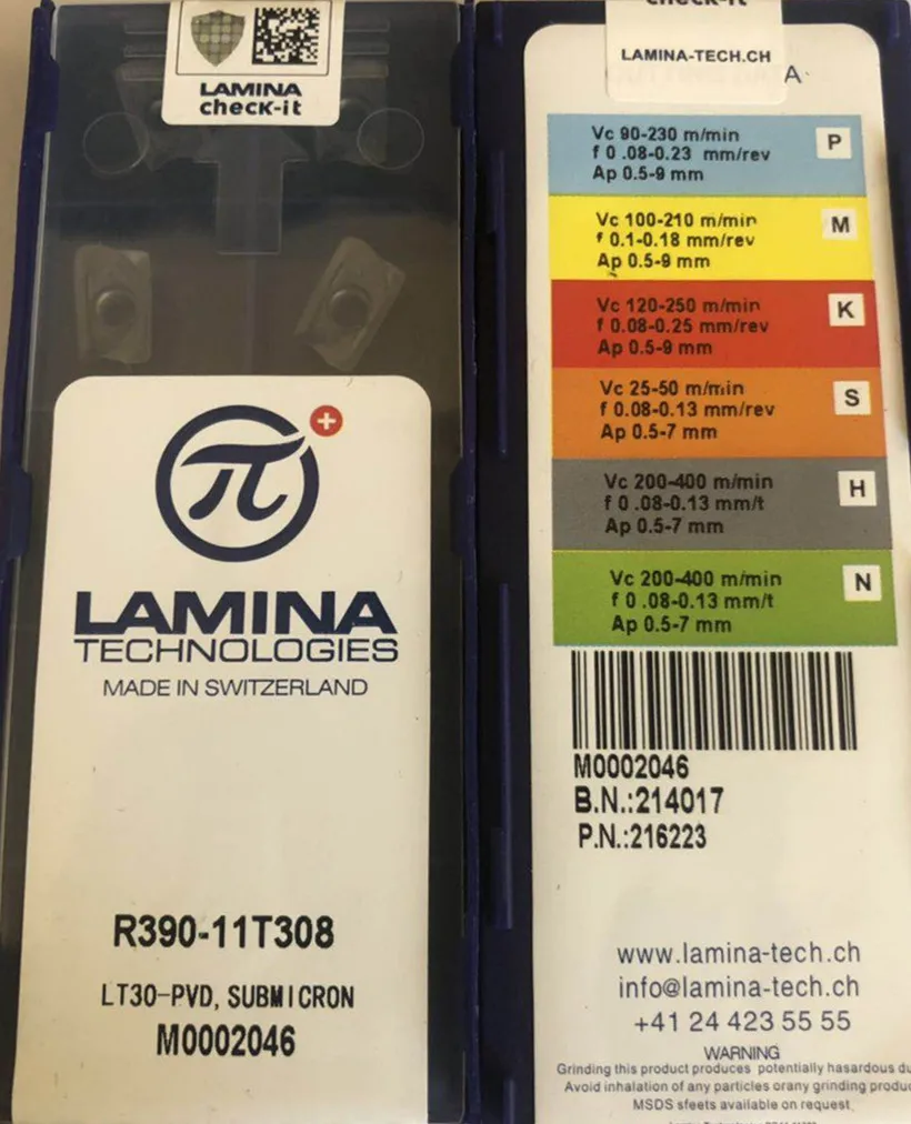 R390 11T308 LT30 10 шт. 100% Швейцарский Карбид ламината обработка вставки: нержавеющая