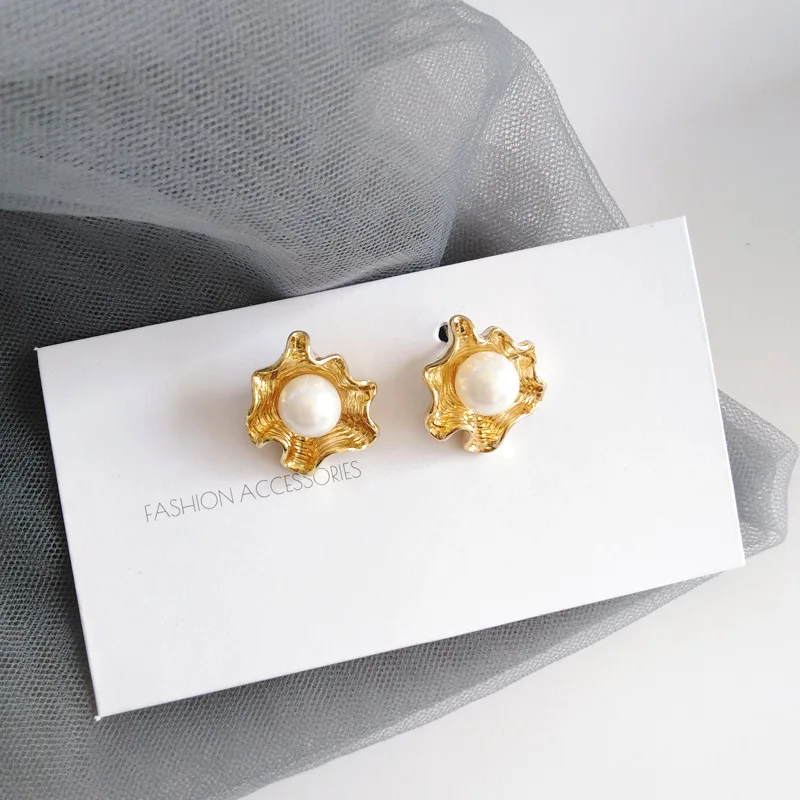 S925 иглы новый дизайн металлические серьги гвоздики неправильной формы Женские