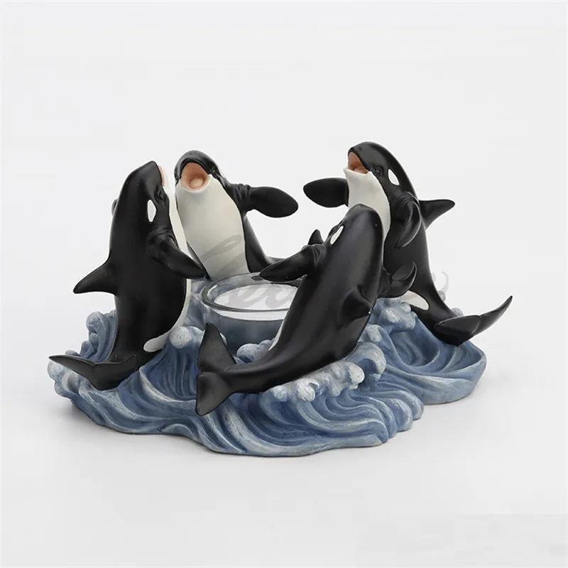 

BAO GUANG TA Whale Art Sculpture Candle Holders Candlestick Decor Animal Fish Stand Home Decoration Accessories Candelabra R5383