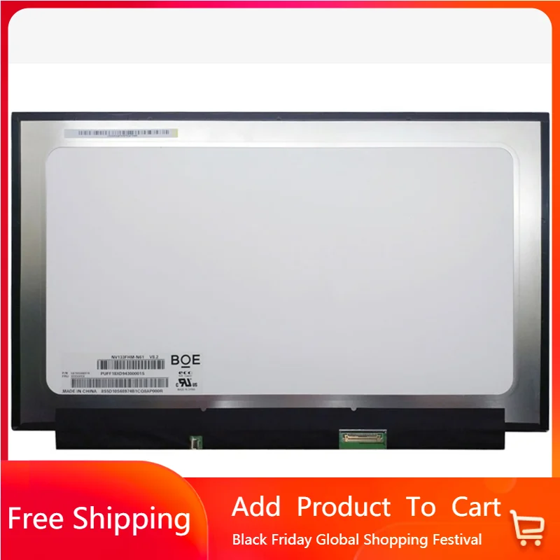 13.3 inch NV133FHM-N61 Fit NV133FHM N61 Laptop LCD Screen P/N: SD10M42884 EDP 30PIN 60HZ FHD 1920*1080 Replacement Display Panel