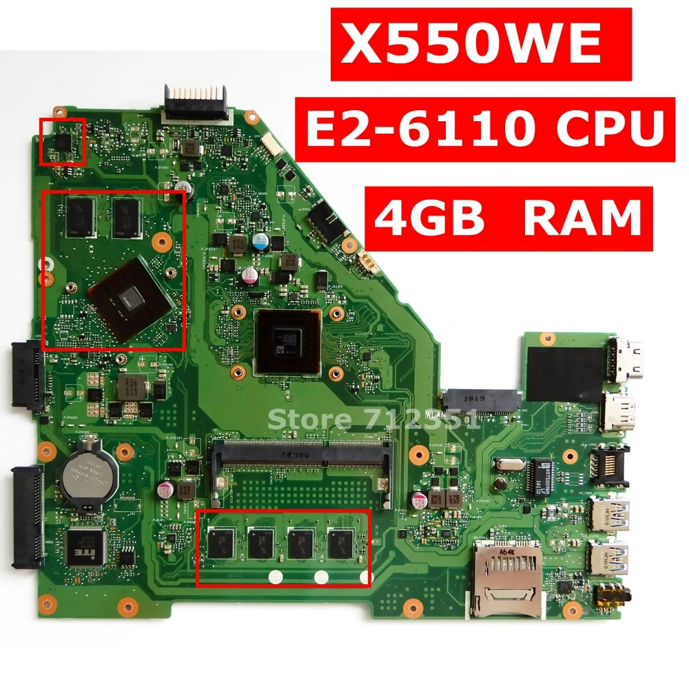 X550WE E2 6110 Процессор 4 Гб Оперативная память материнская плата REV 2 0 для Asus X550WA X550W D552W