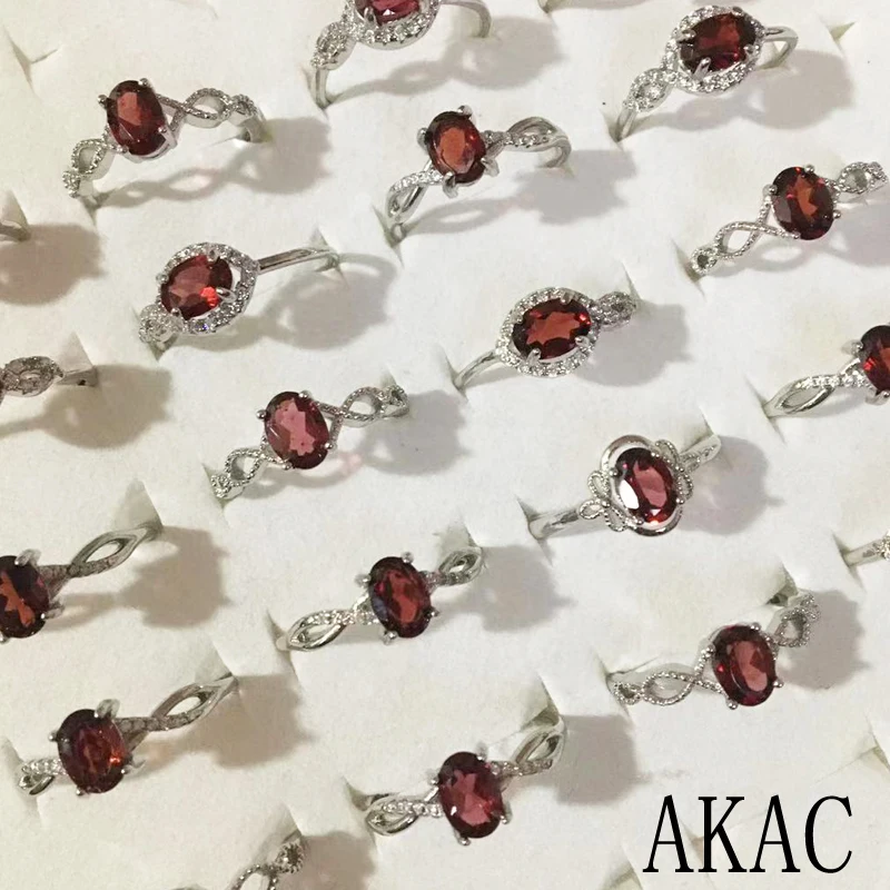 3 кольцевых заводных/комплект Akác approx5 * 7 мм натуральный красный гранат белый