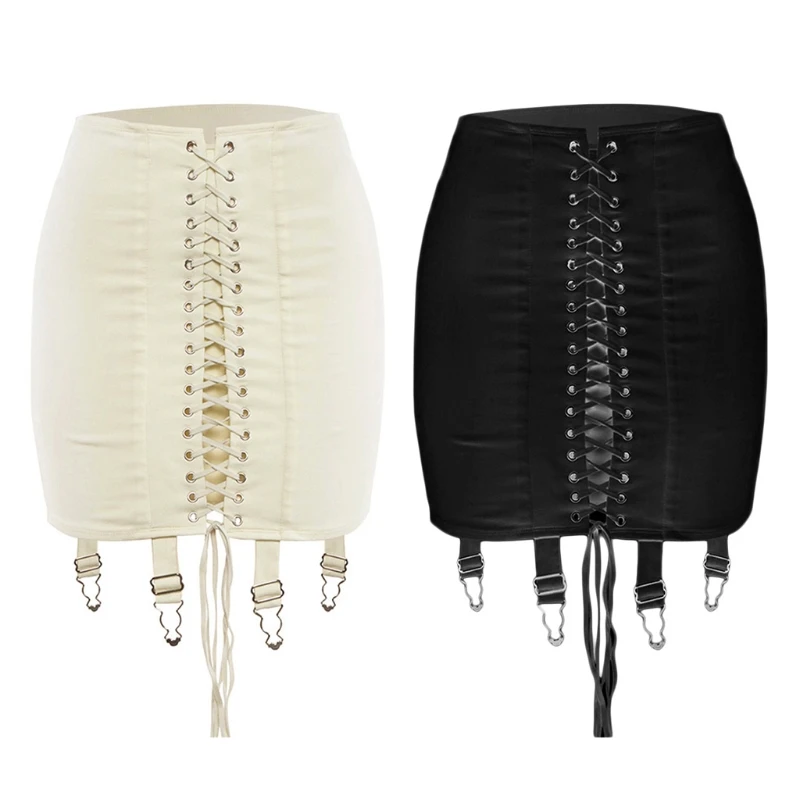 Женская облегающая мини юбка карандаш с высокой талией и перекрестной шнуровкой