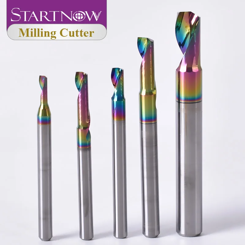 Startnow 5Pcs/Lot DLC Coating Milling Cutters For Aluminium One Flute Spiral Bits End Mill Engraving CNC Router Bit | Инструменты