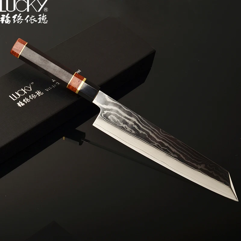 24 см суши сашими нож японский vg10 Дамасская сталь кирицукэ лососевая рыба филе