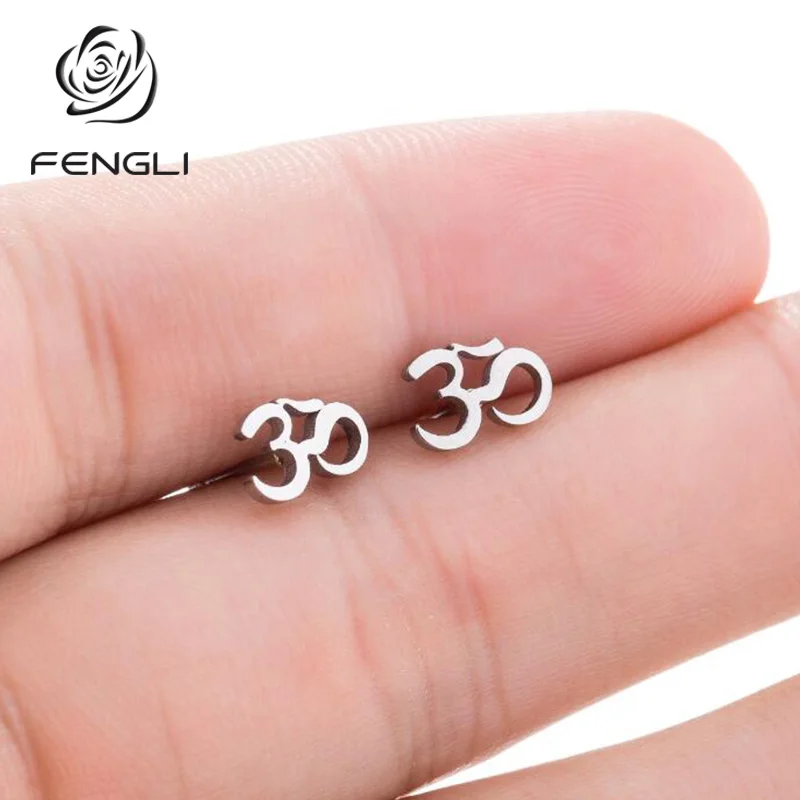 Женские и мужские серьги-гвоздики FENGLI OM индийские буддийские серьги для йоги из