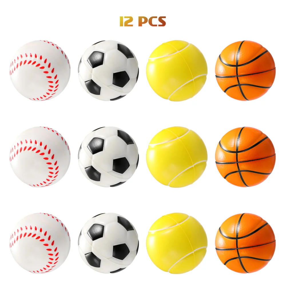 

12PCS Sports Balls Football Basketball Baseball Tennis For Kids Mixed Style