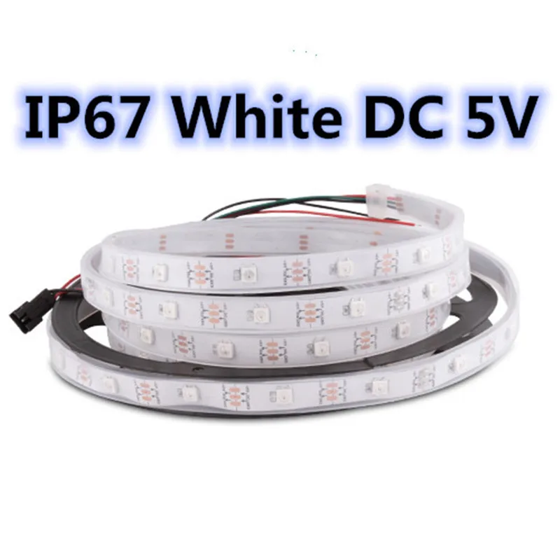 IP67 white PCB WS2812B Светодиодные ленты RGB ленты 30/60/144 светодиодный s/М ws2812 индивидуально адресуемых ФИТА полосы для ПК ambi светильник неоновый светильник DC 5V - Испускаемый цвет: IP67 white PCB