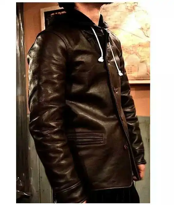 

Free size shipping.plus classic men cowhide Jackets,quality men's genuine Leather biker jacket.sales casual warm
