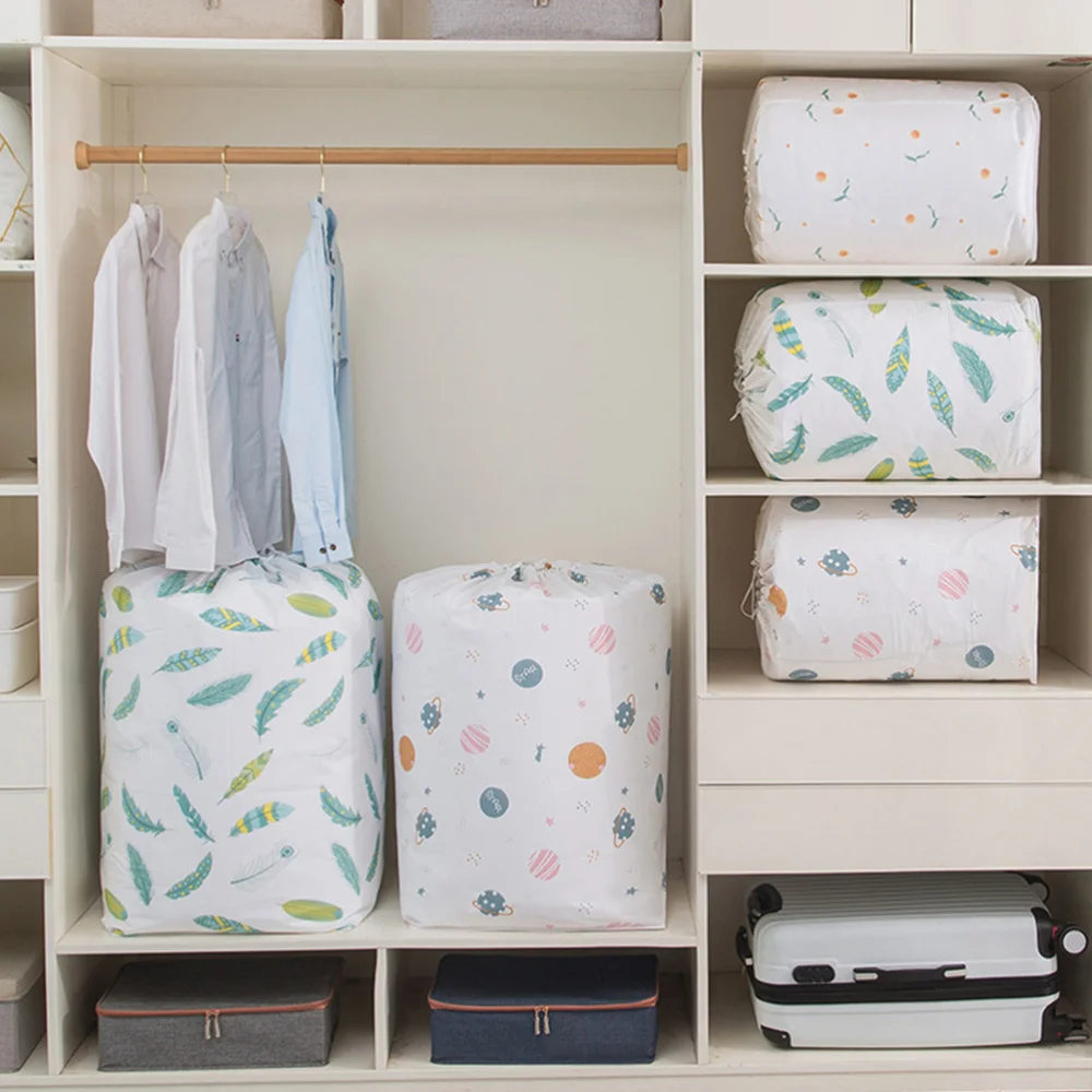 

2 Pcs Clothes Organizing Bag Printing Quilt Packing Container Drawstring Pouch