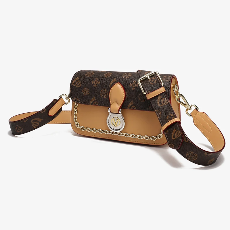 

2021 New Contrasting Color Presbyopia One Shoulder Crossbody Wide Shoulder Strap Messenger Bag Purses and Handbags Luxury Cc Gg