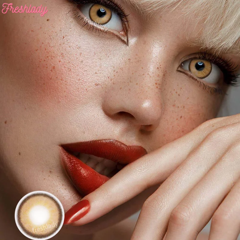 freshlady 1pair color contact lens for eyes natural yearly use blue green beautiful pupil beauty makeup multicolored lenses 14mm free global shipping