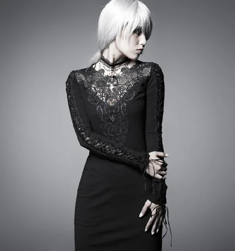 Панк Rave Для женщин Готический Floral Crocheted Тонкий Встроенная партия платье Q