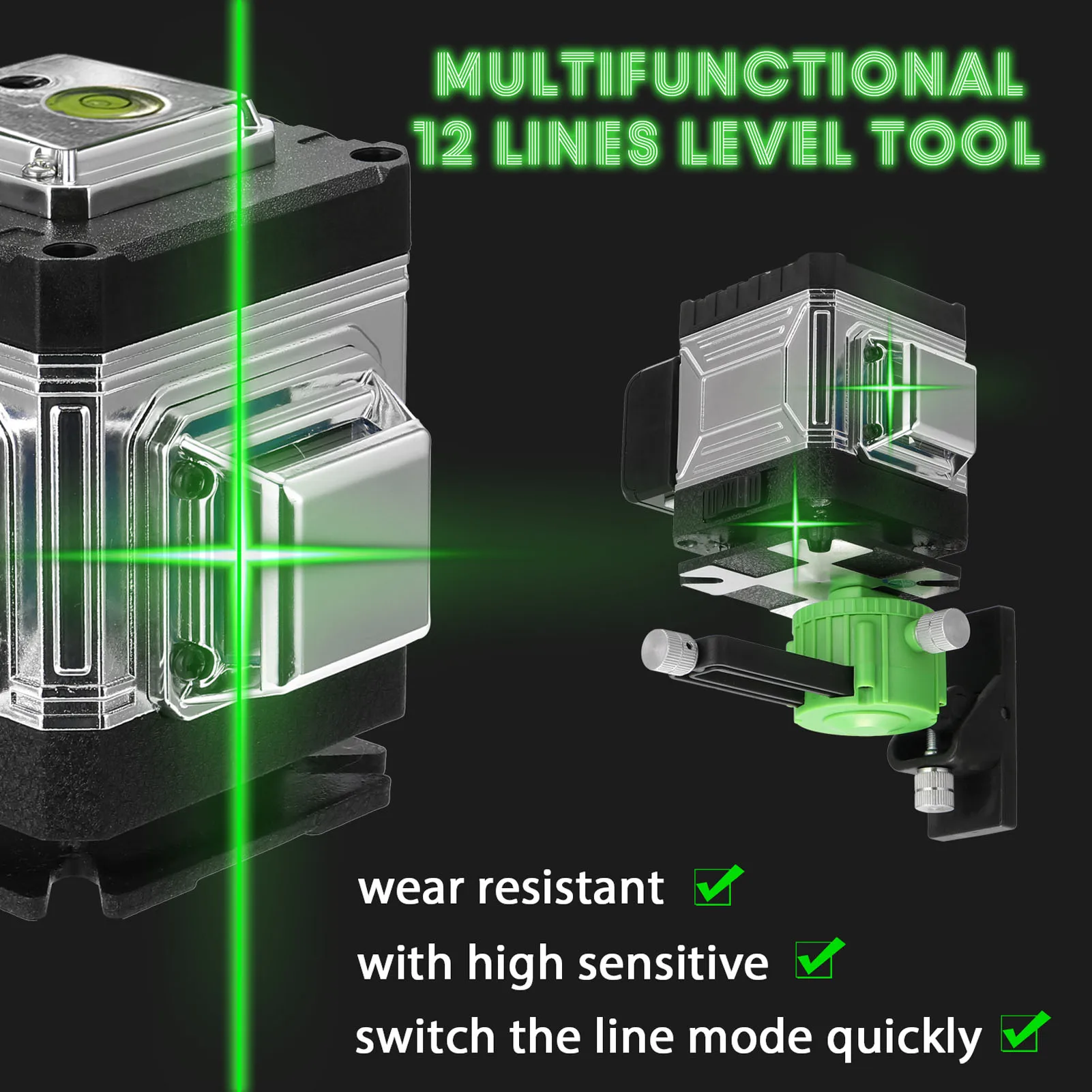 

12 Lines Green Laser Level 3D Self-leveling Laser Level 360 Laser Leveling Device Instrument with Vertical and Horizontal Line