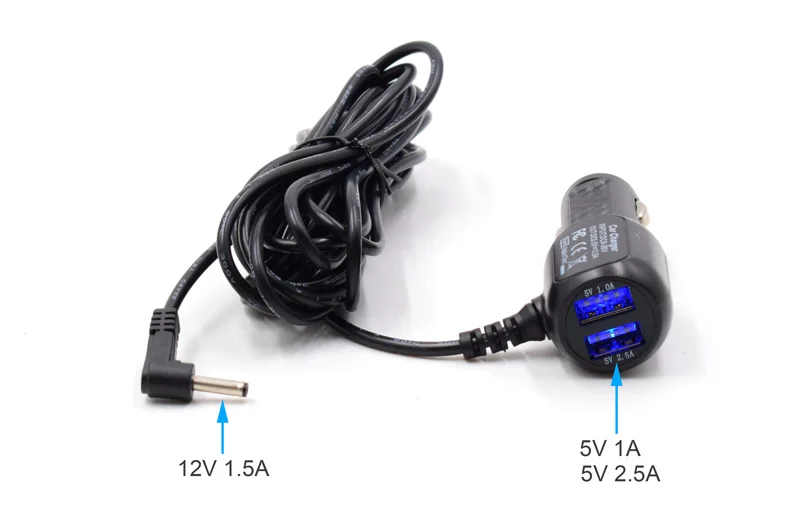 XCGaoon Диаметр 3,5 мм 12 В 3,5 а зарядный порт с 5 В А двойной USB Автомобильное зарядное устройство для автомобиля gps Радар детектор камера кабель м