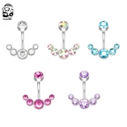 Женские кольца для пупка из хирургической стали, 14 г, 5 кристаллов
