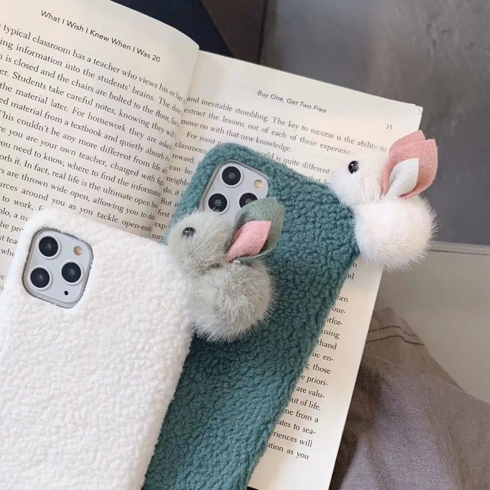 Милый чехол для телефона с кроликом iphone6 7plus 8 8plus X XR XS MAX роскошный ручной работы