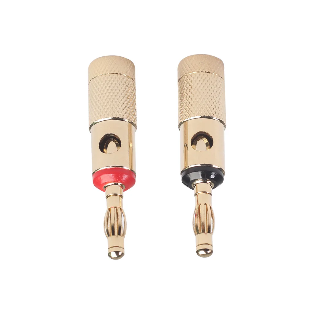 2PC/LOT Banana Plug 24K Gold Plated Copper BFA 4mm Connector Male Speaker Black&ampred 2PCS | & Connectors