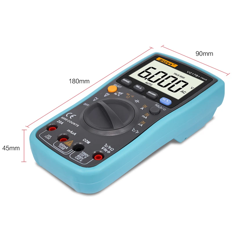 

ZOYI VC17B+ Digital Multimeter TURE RMS Auto Range Volt Meter Tester Temprature Continuity Tester