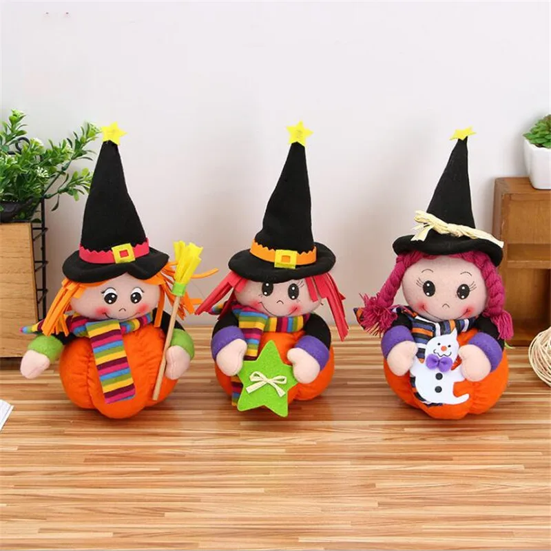 Broom/Ghost/Five-pointed Star Little Girl Halloween Pumpkin Doll Decoration Creative Plush Toy Ornament For Decorative | Дом и сад