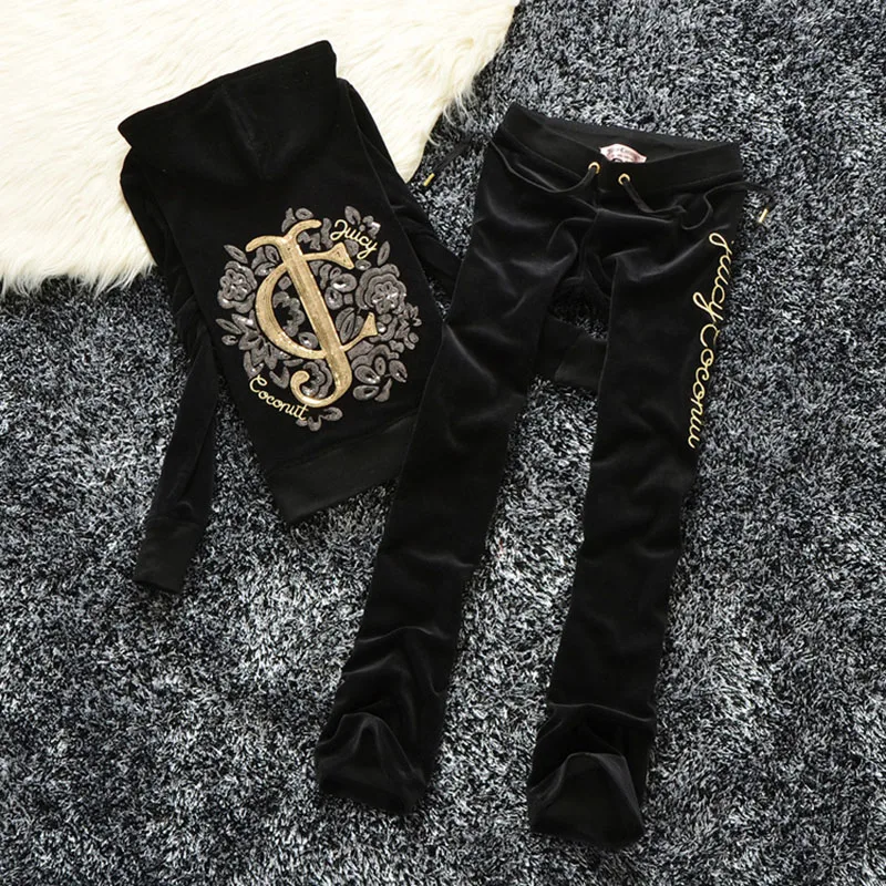 Spring/Fall Casual Two Piece Set Sweatsuit Long Sleeve Tops And Long Pants Velvet Women Hoodies Tracksuit S-XXL