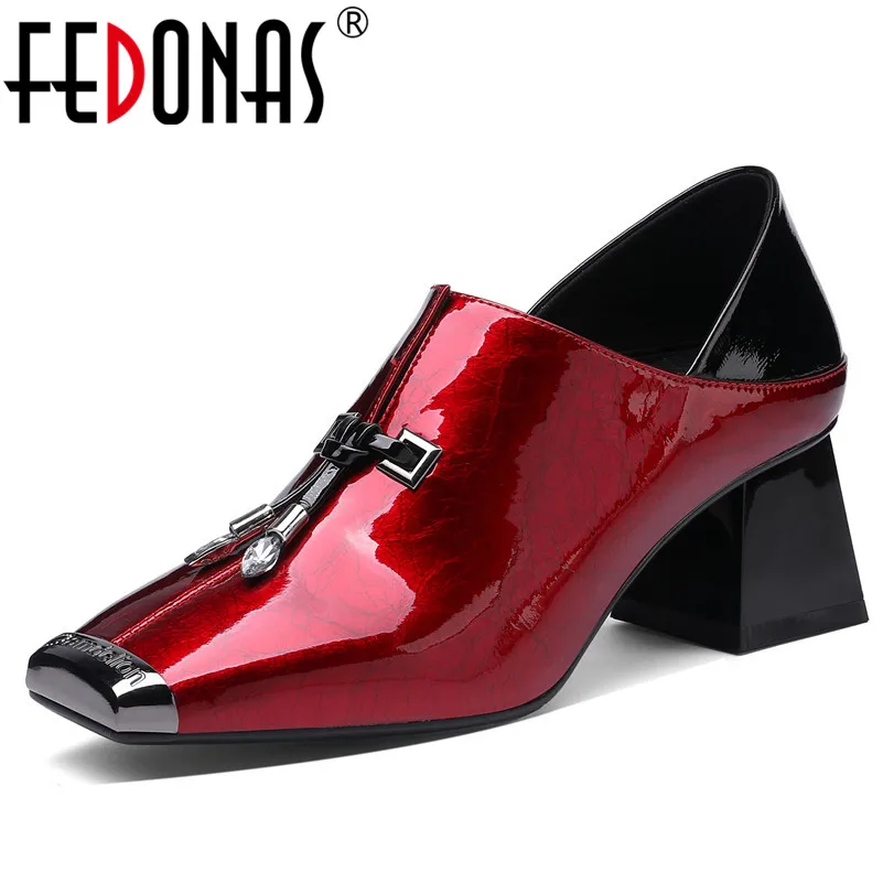 FEDONAS Blingbling/женские туфли лодочки из лакированной коровьей кожи Новинка 2019 года