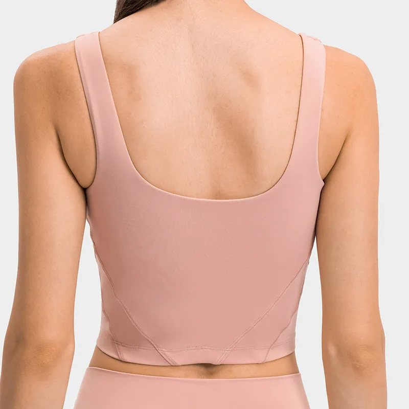 Women Sports Tank Sexy Crop Top Fitness Bra Gym Run High-quality Yoga Vest Shockproof With Chest Pad Push Up Underwear Clothing