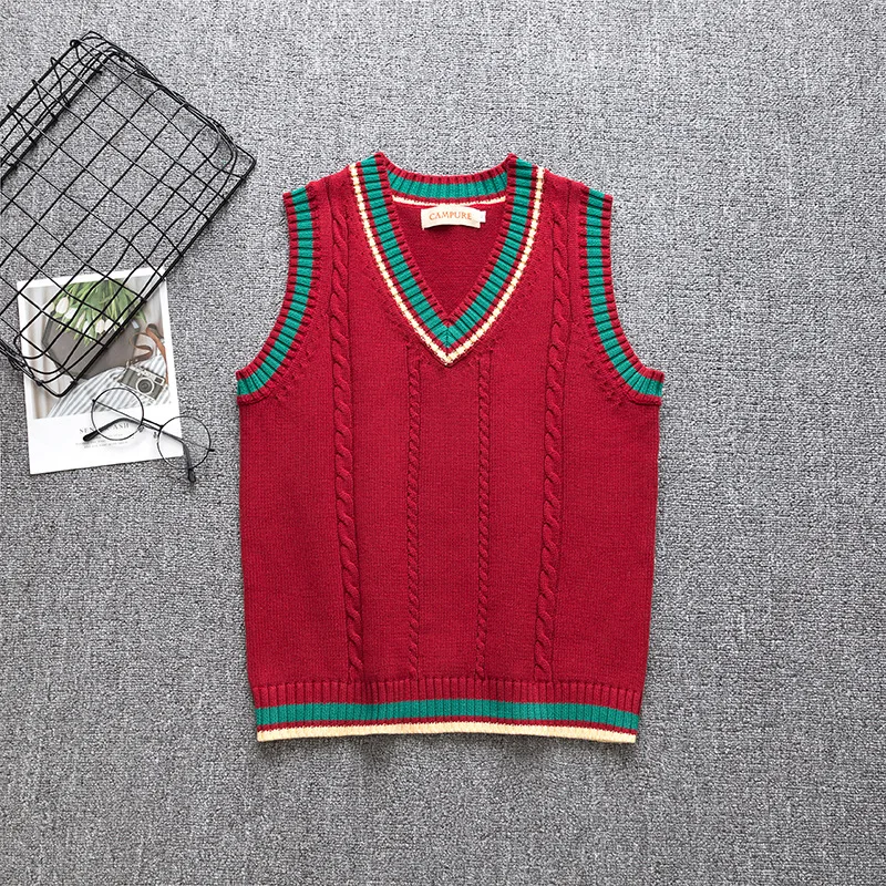 2019 Japanese Jk Sweater Knitwear Women's Cute Knitted Vest Cotton School Girls Uniform Sweet Sleeveless New Year | Тематическая