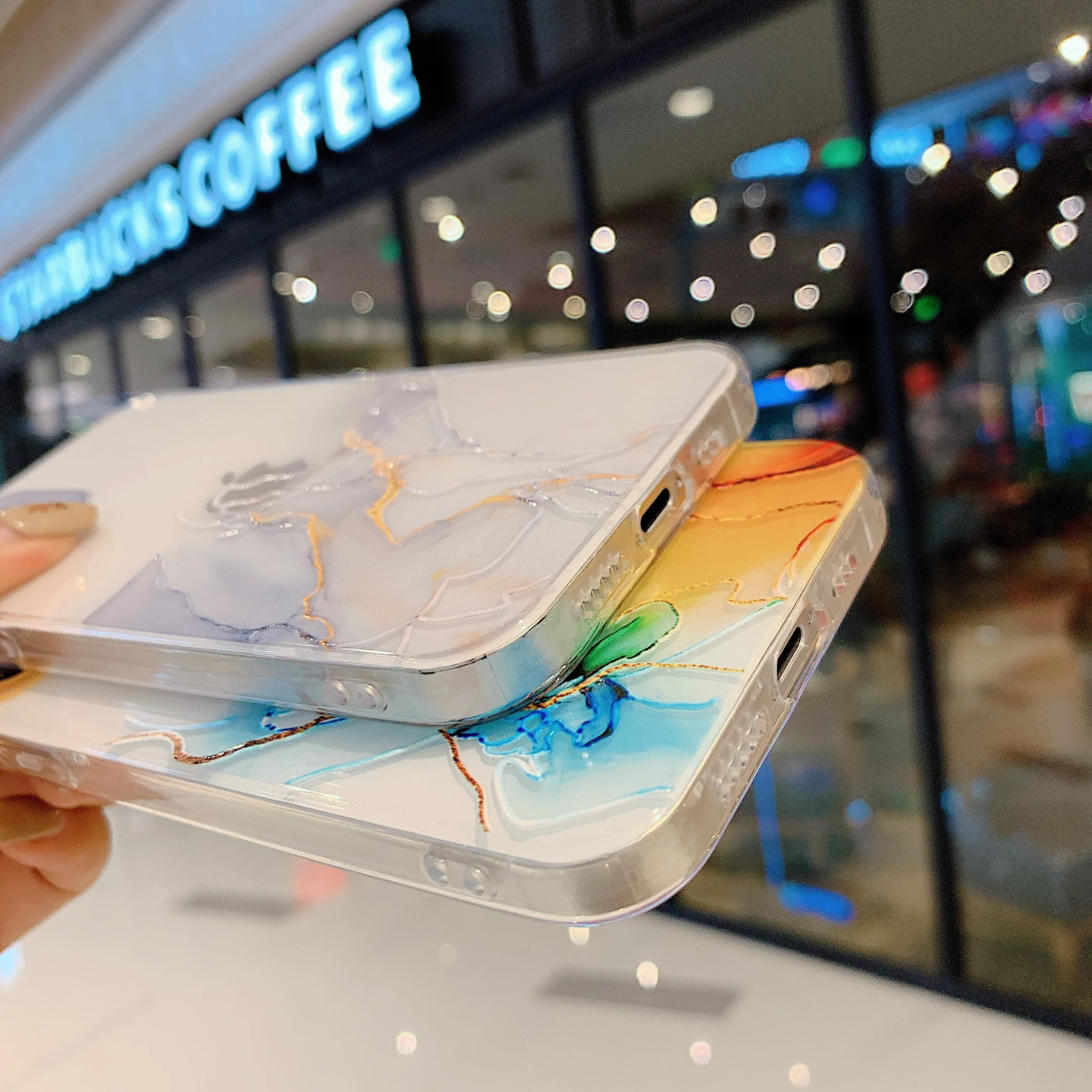 

Transparent Marbling Phone Case For Xiaomi POCO X3 NFC PRO Color Circle Lens Protection Fashion Wear-resistant Bring Back Cover