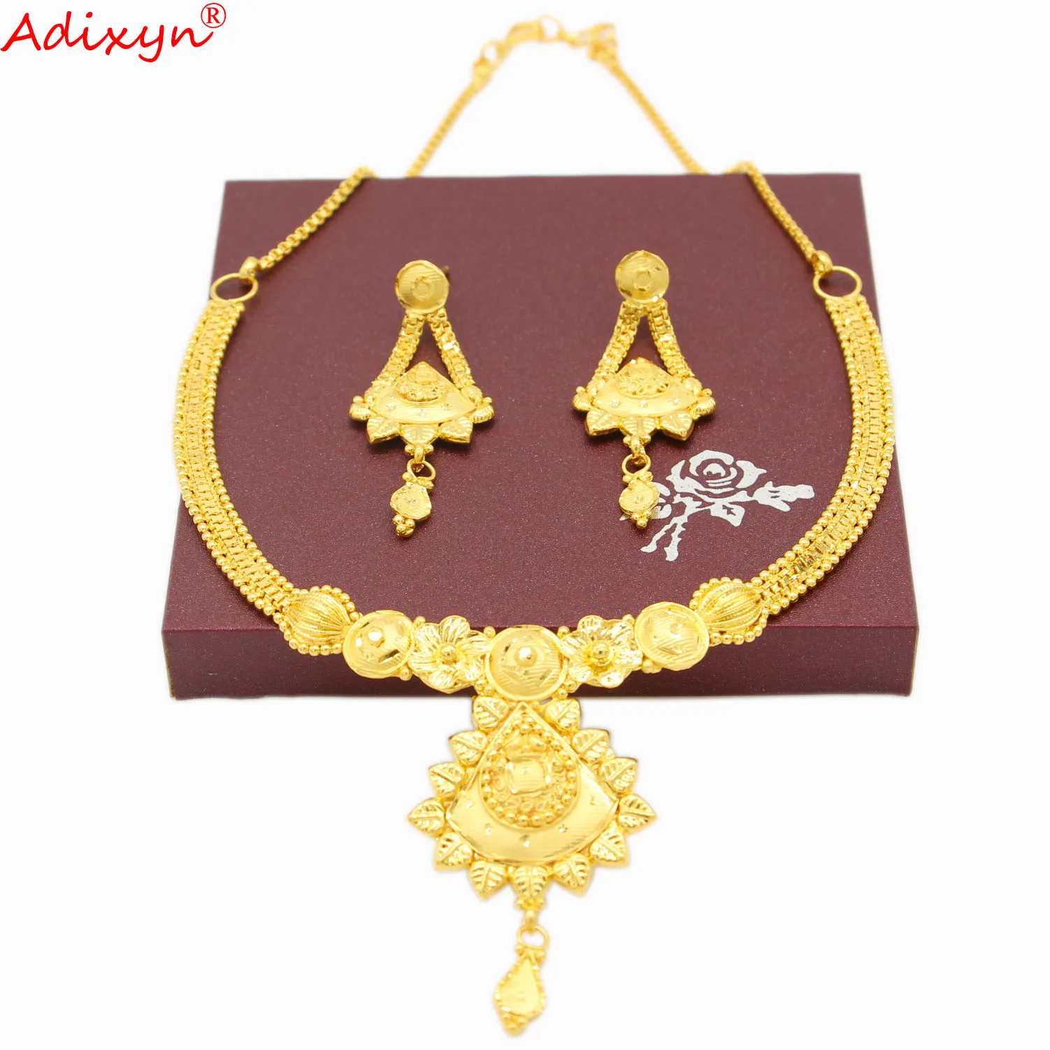 Adixyn арабский 24k золотой цвет/медный цветок дизайн ювелирные изделия для