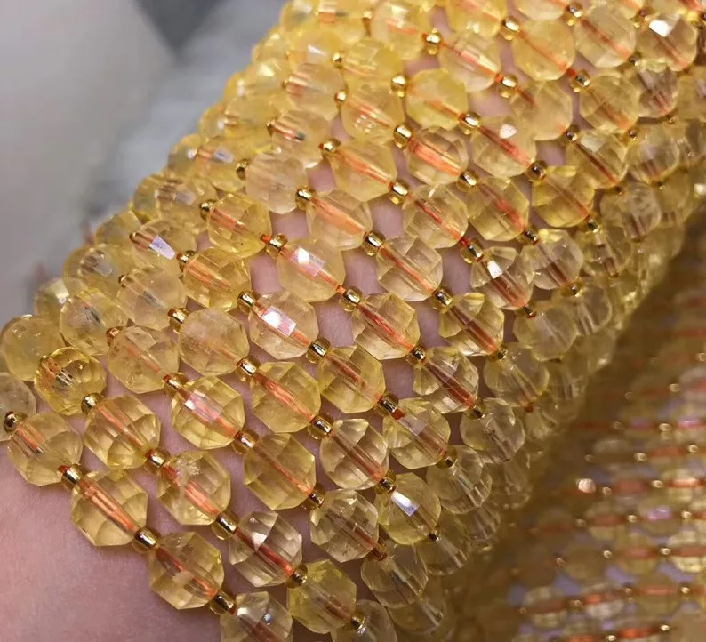 

Бусины-разделители из натурального цитрина, кварца, для изготовления ювелирных изделий, полудрагоценные