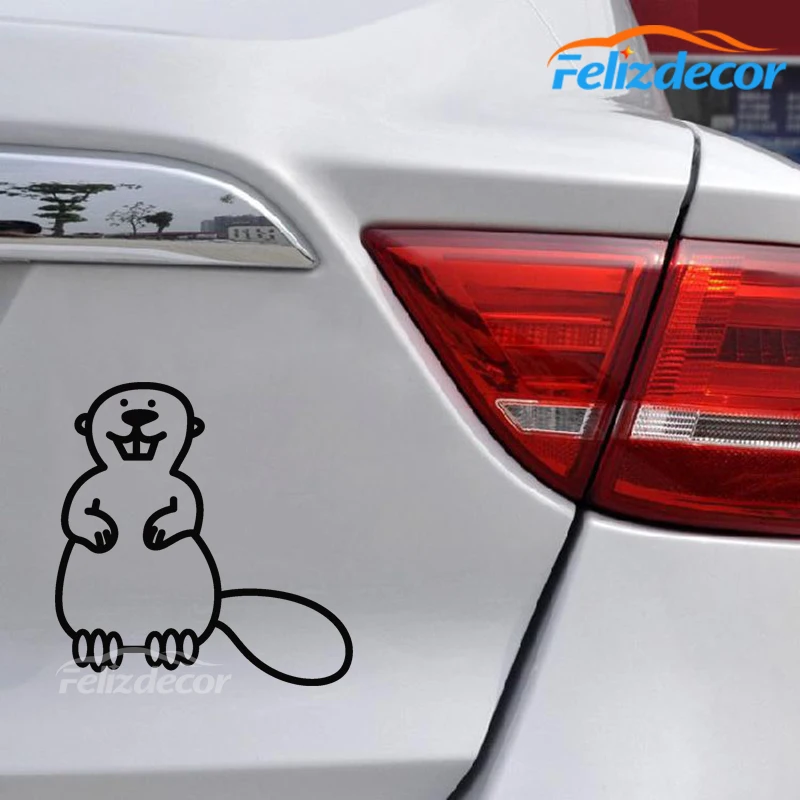 Cute Beaver Is Sitting On The Ground Car Mural For Window Door Vinyl Decals Styling Art Body Sign Stickers ZP0510 | Автомобили и