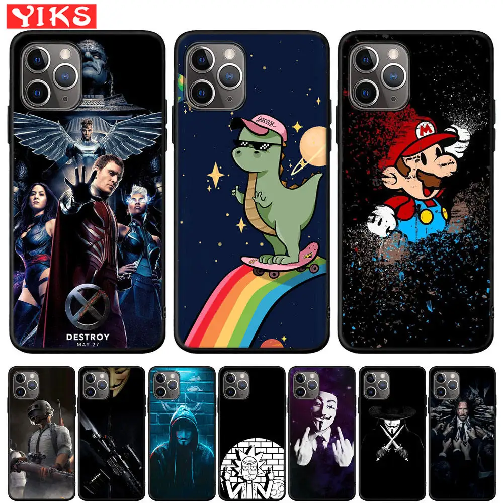 Чехол для iPhone X XR XS 11 Pro Max 8 7 6 6S Plus мультяшный черный мягкий чехол с рисунком аниме