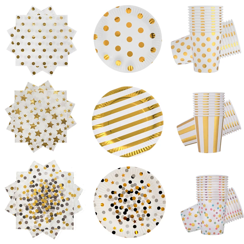 10 шт. золотой пластине Золотой тематическая вечеринка на день рождения столовые