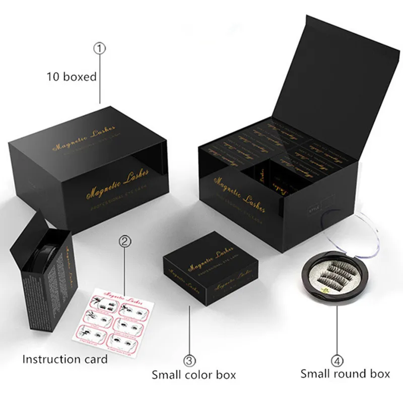 Магнитные ресницы с 4 магнитами 3D Искусственные норковые ручной работы