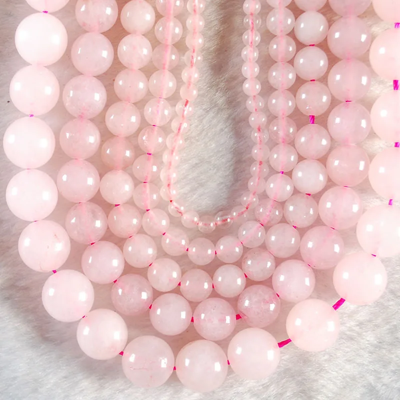 Оптовая продажа Круглые Бусины Из Натурального Розового Кварца для изготовления