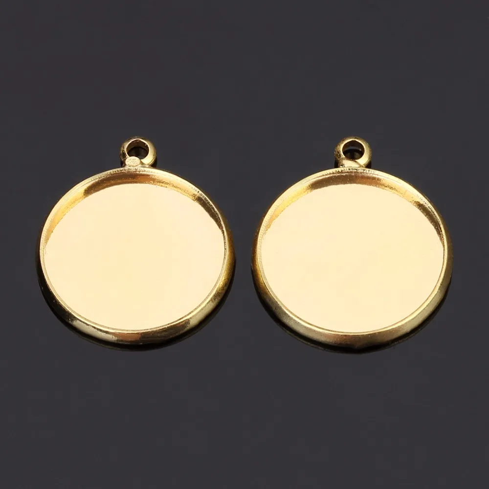 

20pcs 10-25mm Gold Color Necklace Pendant Setting Cabochon Base Tray Bezel Blank For Cabochon Cameo Jewelry Making