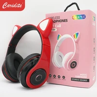 caridite cute cat ear bluetooth headphones stereo foldable sport wireless earphone microphone headset handfree mp3 player