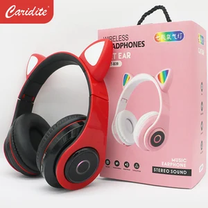 caridite cute cat ear bluetooth headphones stereo foldable sport wireless earphone microphone headset handfree mp3 player free global shipping