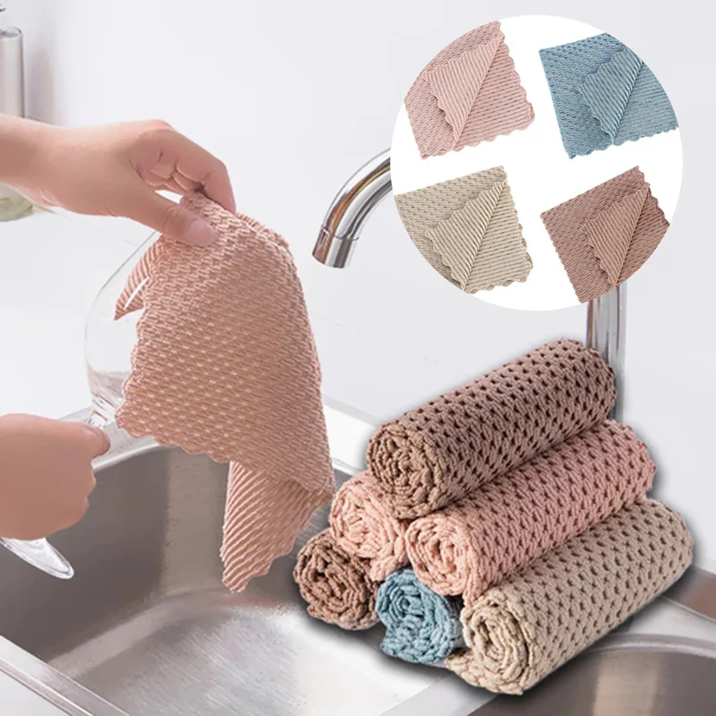 

Anti-grease Kitchen Cleaning Cloth Wiping Rags Super Absorbent Efficient Home Washing 2021 Bathroom Cleaning Microfiber Towel
