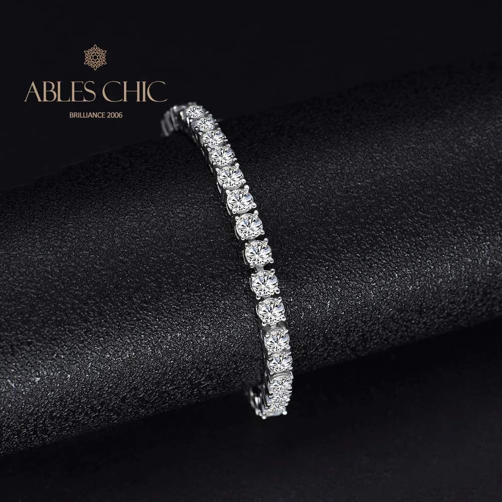 

Solid 925 Silver 3.75mm Lab Diamonds Bling Tennis Bracelet 5A Zircon Iced Wedding Bracelets S2R1S2B0554 17cm