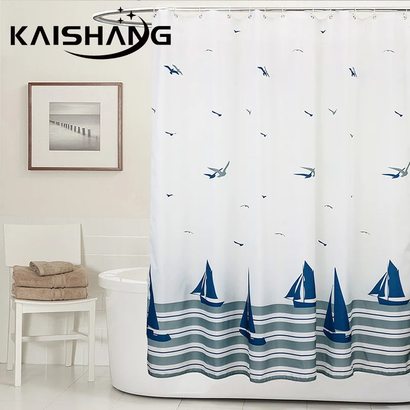 K water морской пейзаж Полиэстеровая душевая занавеска с чайками водонепроницаемая