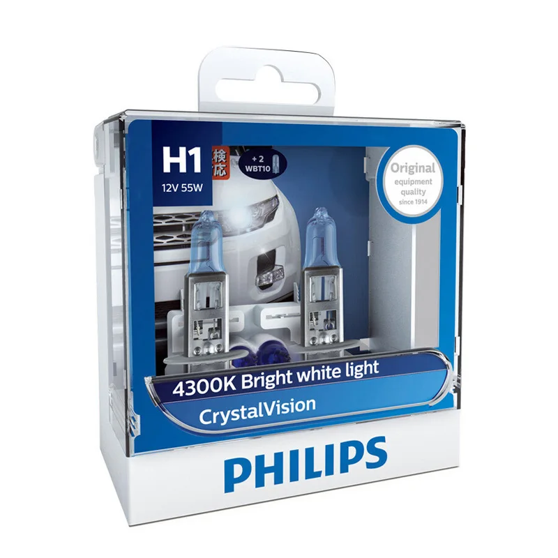 Лампы Philips H1 12 В 55 Вт Crystal Vision 4300K галогенные лампы с ярсветильник Том