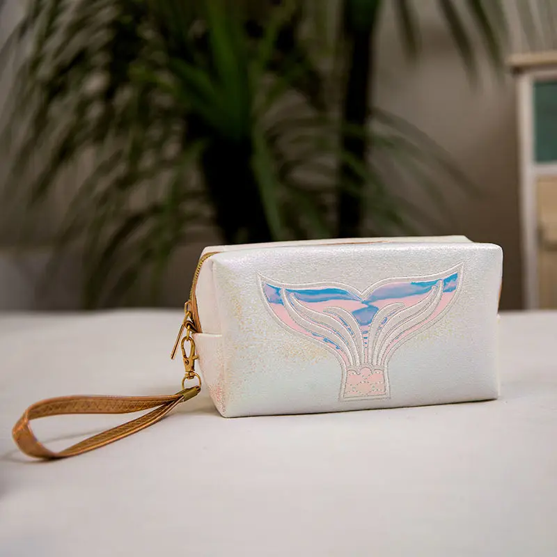 Мода Лазерная изображением русалки купальный костюм Макияж сумка Для женщин