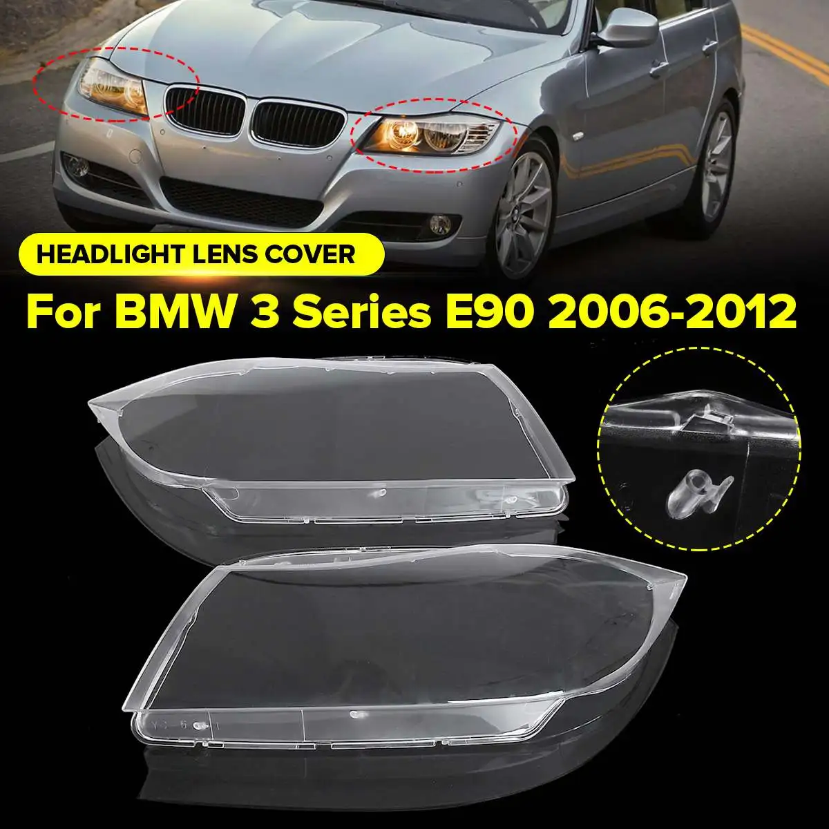 

Левая Правая боковая фара, крышки подходят для BMW 3 серии E90 2006 2007 2008 -2012, крышка лампы, прозрачные линзы, абажур, автомобильные аксессуары
