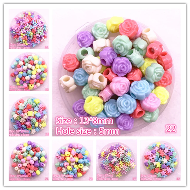 

50pcs/lot Multicolour Acrylic Large Hole Beads for Children Children Beads for Jewelry Making DIY Handmade Bracelets Necklace